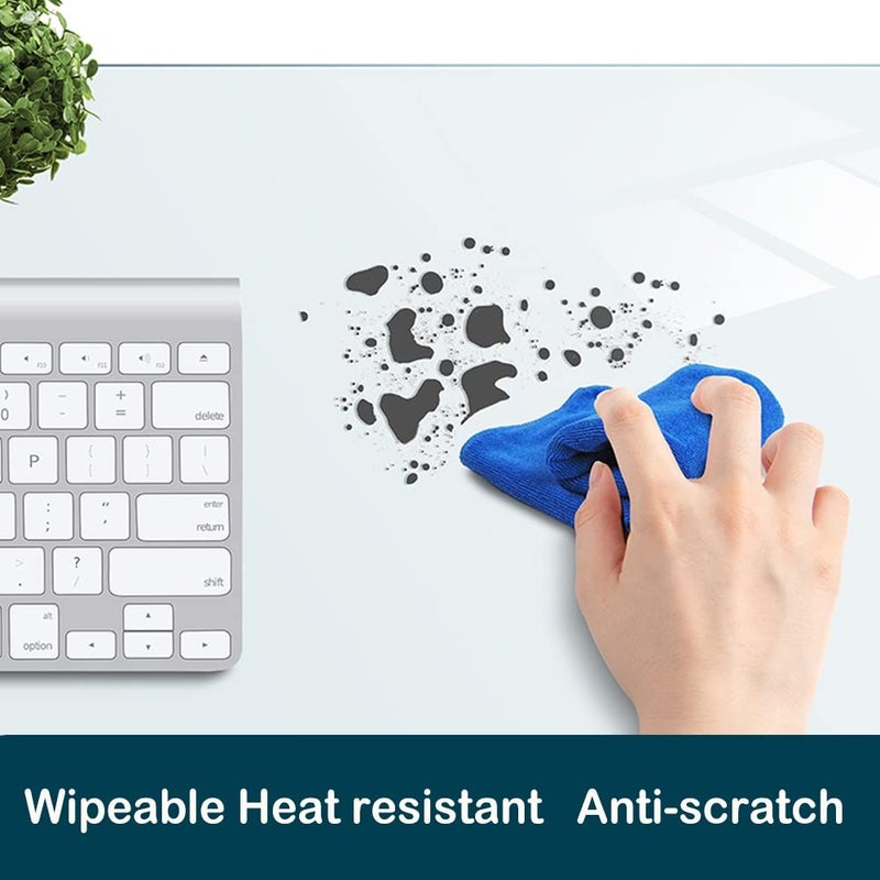 Wadrac Clear Desk Mat Blotter Protector Vinyl Top Office Home Table Desk for Laptop Computer Desktop Keyboard 16x32 In Plastic Crystal Wipeable Non-glare Mat Waterproof with Mouse Pad - Image 5